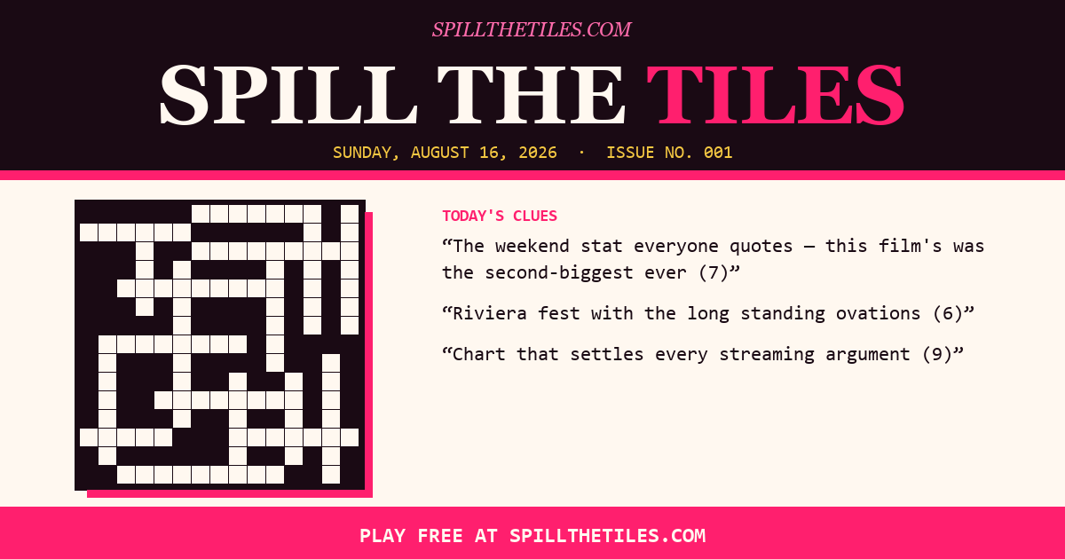 Spill the Tiles crossword for Sunday, August 16, 2026